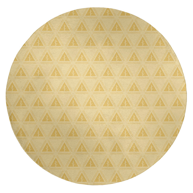 Tapis d’arbre minimaliste jaune/jaune foncé, Rond 5 pi