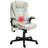 6 Point Vibrating Massage Office Chair with Heat, Microfiber High Back Executive Office Chair with Reclining Backrest, Padded Armrests and Remote, Beige-479818091