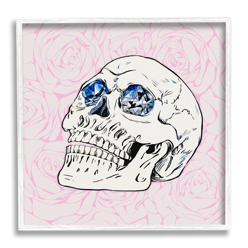 Crâne aux yeux de cristal roses roses par Ziwei Li - impression, H 12 po x l 12 po x P 1,5 po
