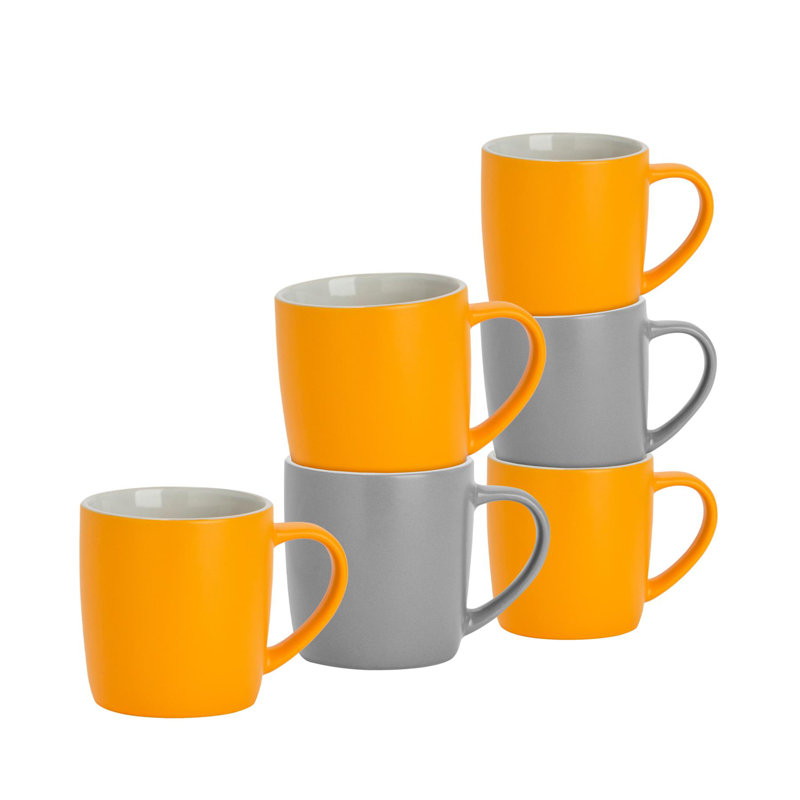 Argon Tableware - Matte Coloured Coffee Mugs, Grey/Yellow