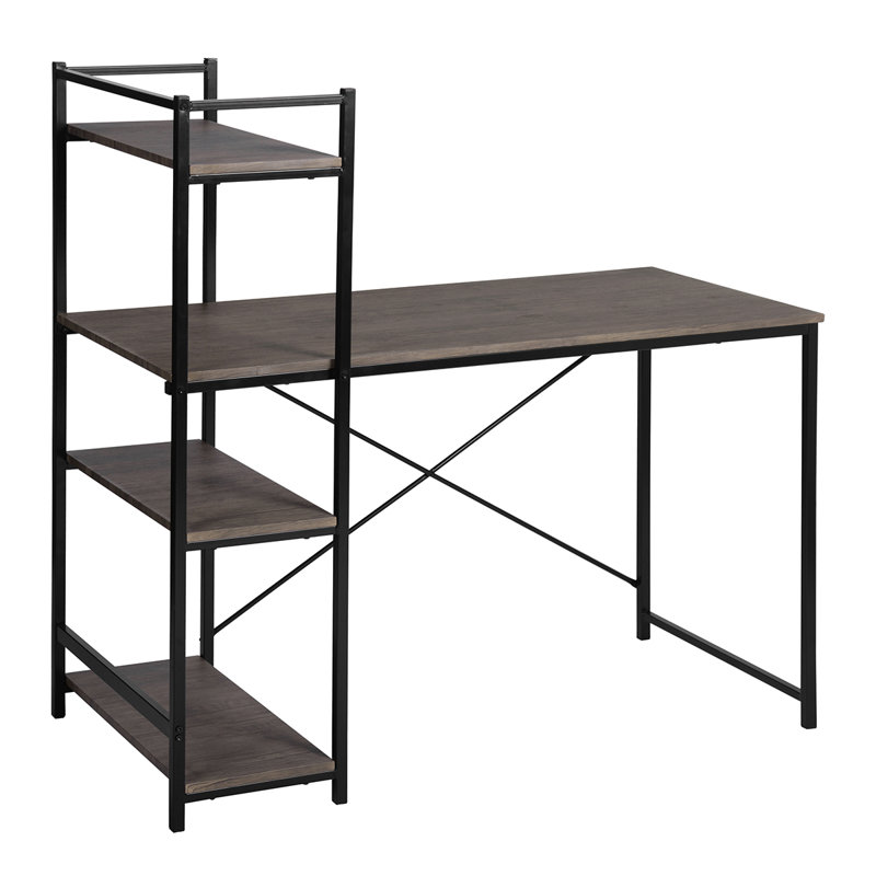 Charleena Metal Base Computer Desk, Walnut