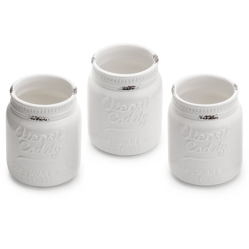 Ceramic / Porcelain Round Utensil Crock, White