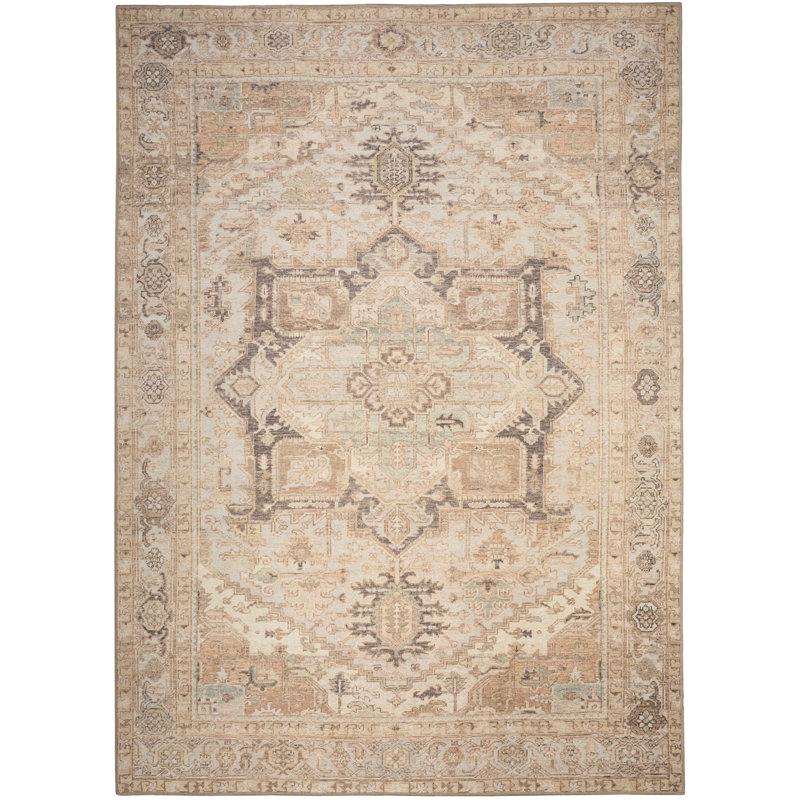 Heriberto Machine Washable Vintage Area Rug, Rectangle 5'3" x 7'3"