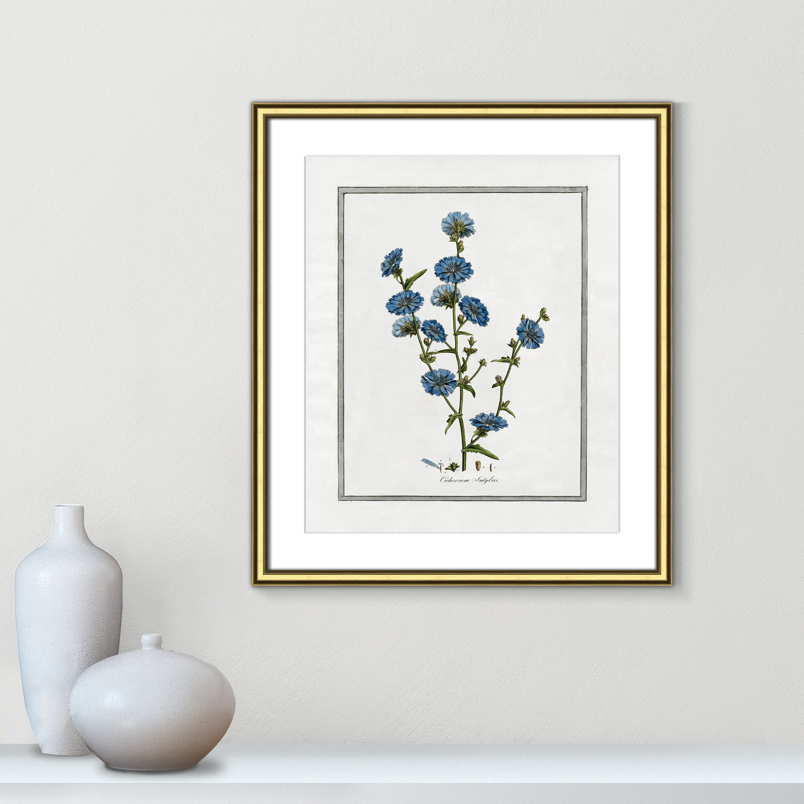 Colombe "Soft Botanical I" Print, Gold Framed, 17.25" W x 20.25" H