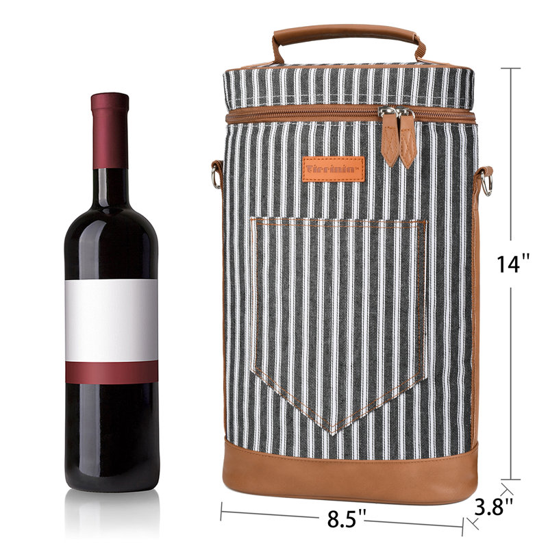 Caisse à vin Tirrinia 2, Noir / blanc / brun