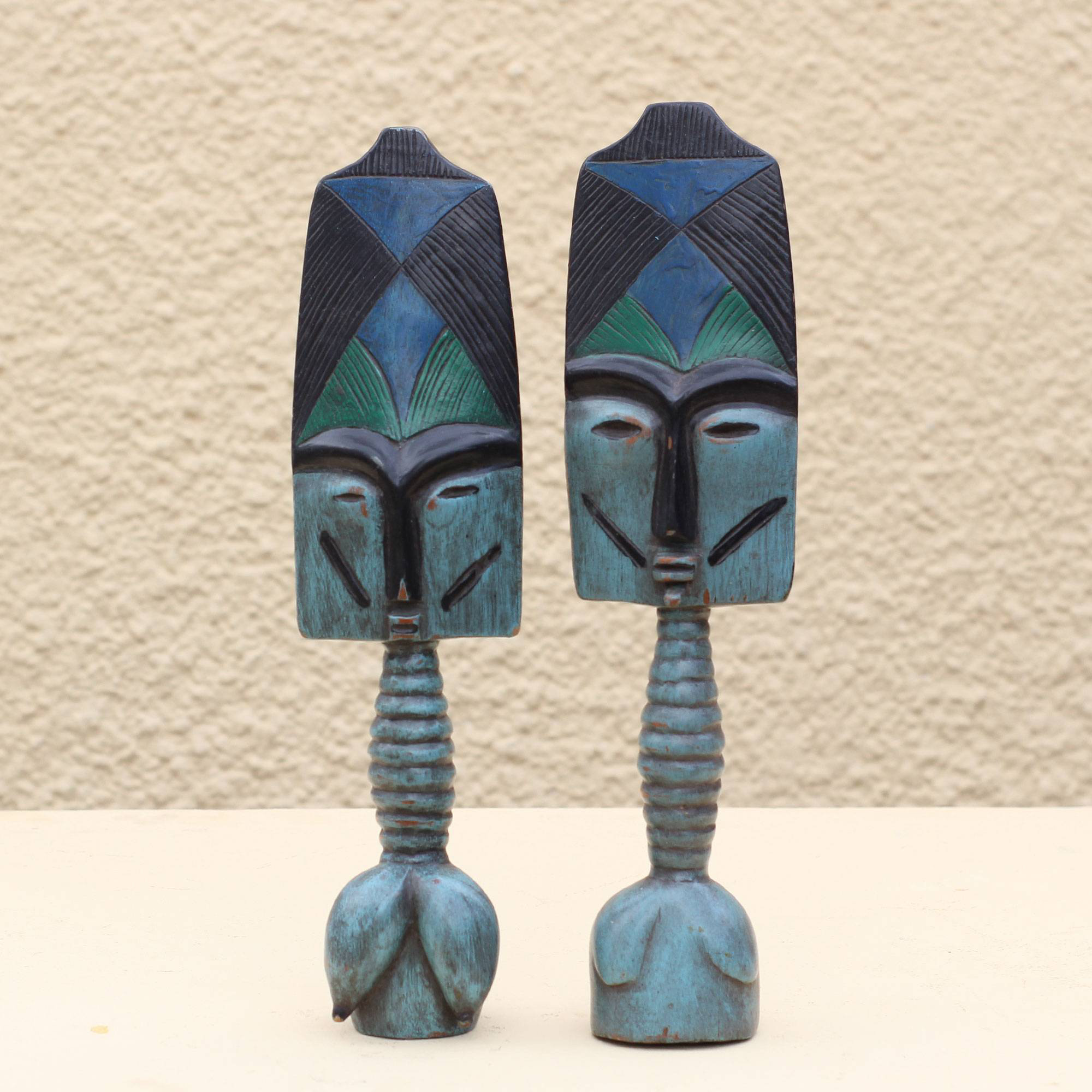 Bungalow Rose 2 Piece Ashanti and Wood Fertility Dolls Set | Wayfair
