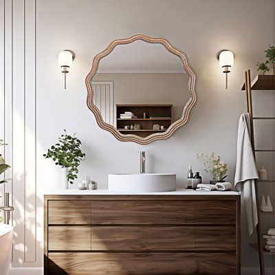 Miroir mural rond en bois