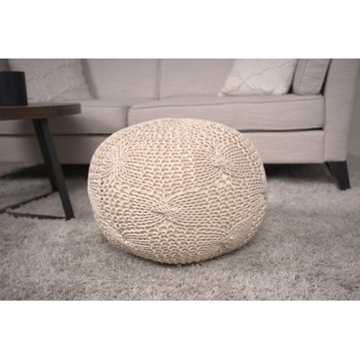 Pouf rond en coton Bordeaux, beige
