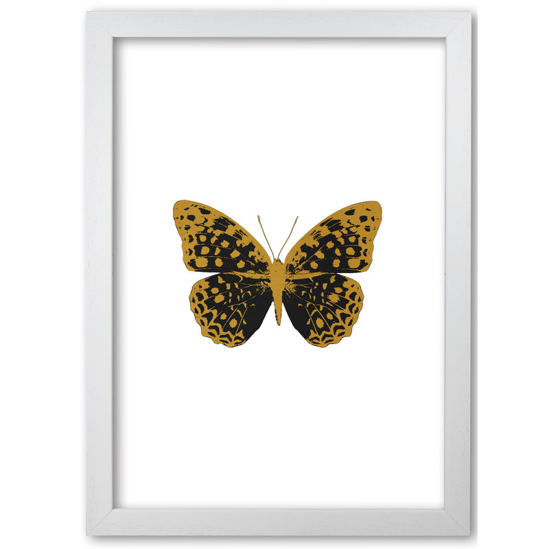 Butterfly - Print, White Grain Frame, 85 cm H x 60 cm W x 5 cm D