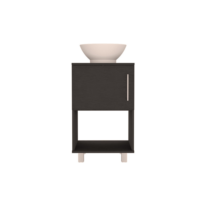 Meuble-lavabo simple 18 po Gouda, une tablette ouverte, une armoire à porte simple - noir