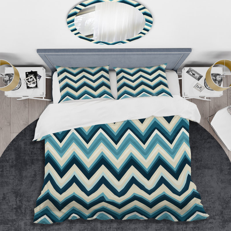 Ensemble de housse de couette géométrique Eichman, Housse de couette pour très grand lit et 2 très