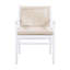 Chaises de salle à manger de patio pour 2 personnes, bois, dossier en corde, coussin imperméable, structure blanche, capacité de 400 lb, fixation du coussin lavable à la machine, ergonomique confortable convenant aux fauteuils de balcon, 2 pièces,