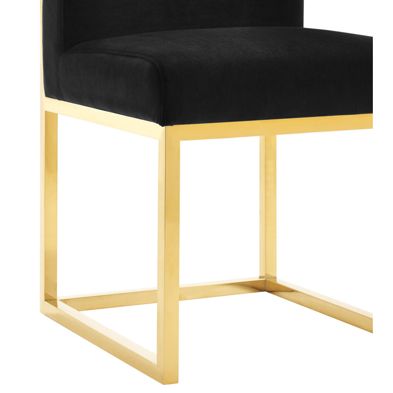 18.7" W Velvet Side Chair, Black Velvet