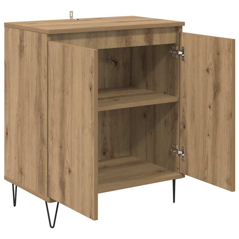  Sideboard Black Oak 60 X 35 X 70 Cm Engineered Wood, Artisan Oak