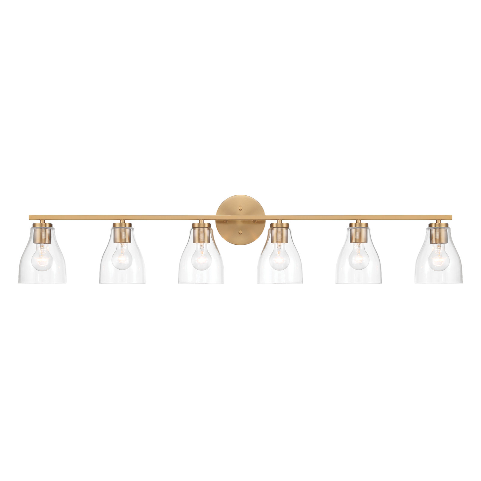 Keston Dimmable Vanity Light, 10" H x 49.5" W x 6.5" D, Brushed Brass, 6 Lights