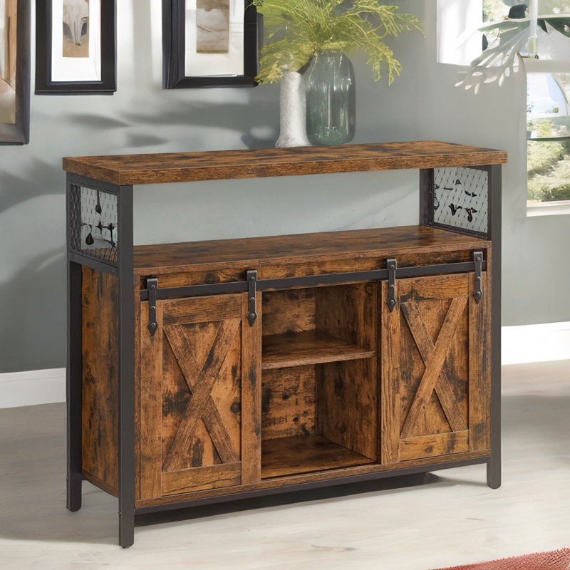 Multipurpose Kitchen Sideboard Buffet Cabinet With Sliding Barn Doors