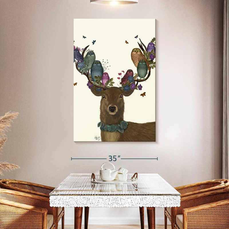 Brampt Deer Birdkeeper Owls, 51" H x 34" W
