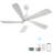 52 Inch Modern Ceiling Fan With Dimmable LED Light 5 Solid Wood Blades Smart Remote Control Reversible DC Motor