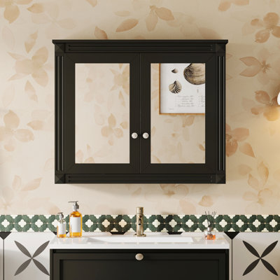 Armoire de rangement murale pour salle de bain, armoire murale avec 2 miroirs et 2 tablettes réglables