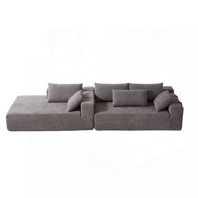 Ensemble de canapé modulaire en chenille Boneless Polyvalent pour espaces de vie élégants, Gris chenille, Left Hand Facing
