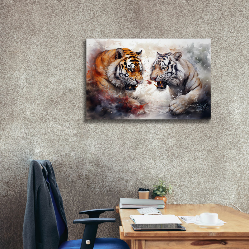 «Epic Graffiti», «Wild Life Of Predators In Watercolor 10» par Momart, art mural sur toile, H 26 po x l 40 po x P 1,5 po