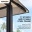 Pavillon de jardin à baldaquin à deux niveaux avec cadre en acier noir 5 x 8 pi Sunjoy pour les activités d'extérieur, de patio, de jardin et de cour-1645502468