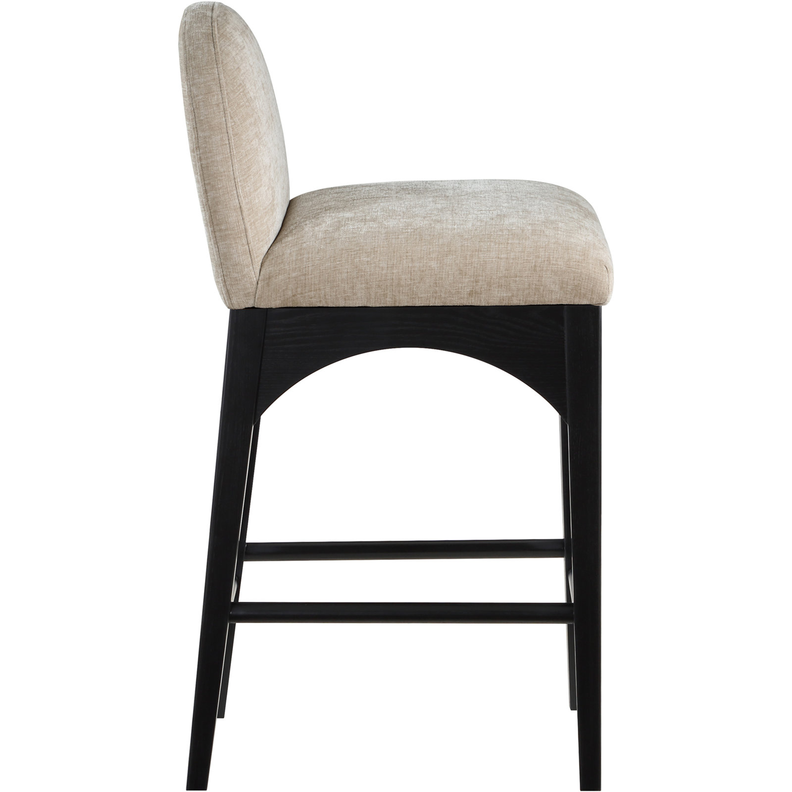 Waldorf 27" Bar Stool, Black, Beige Chenille