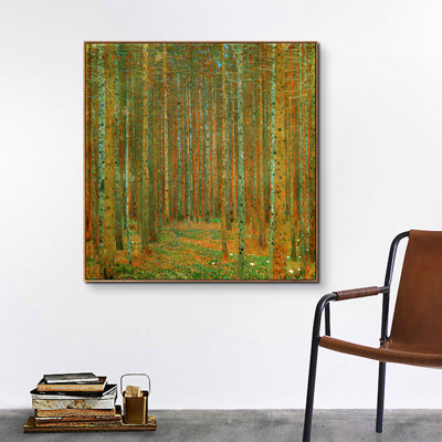 Reproduction d'art sur toile encadrée, "Tannenwald" (forêt de pins), vers 1902 par Gustav Klimt, art mural pour salon, bureau à domicile