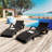 K&K 80'' Outdoor Wicker Chaise Lounge Chairs Set of 2, Patio Rattan Reclining Chair Pull-out Side Table w/ 5-Level Adjustable Backrest Ergonomic Wave Design Pool Sunbathing Recliners, Black-1971970111