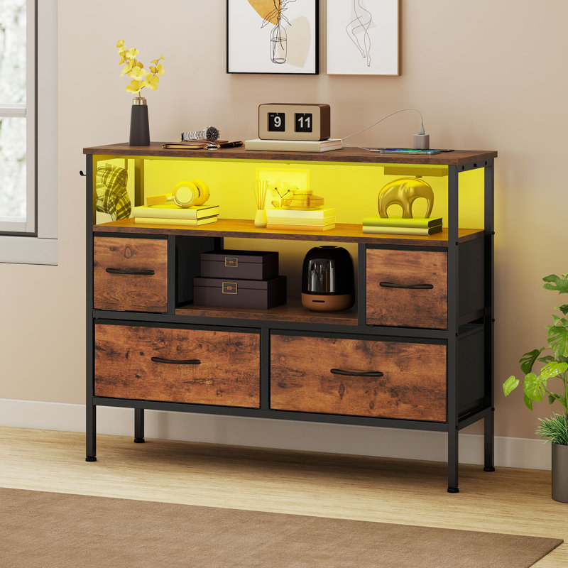 100cm W 4 - Drawer Chest of Drawers, Brown/Black