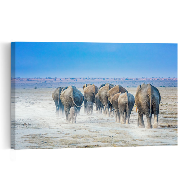 African Elephant Journey Contemporary Elephant Landscape Nature Wall Art Print by Jeffrey C. Sink - 1 Piece Wrapped Canvas Wall Art