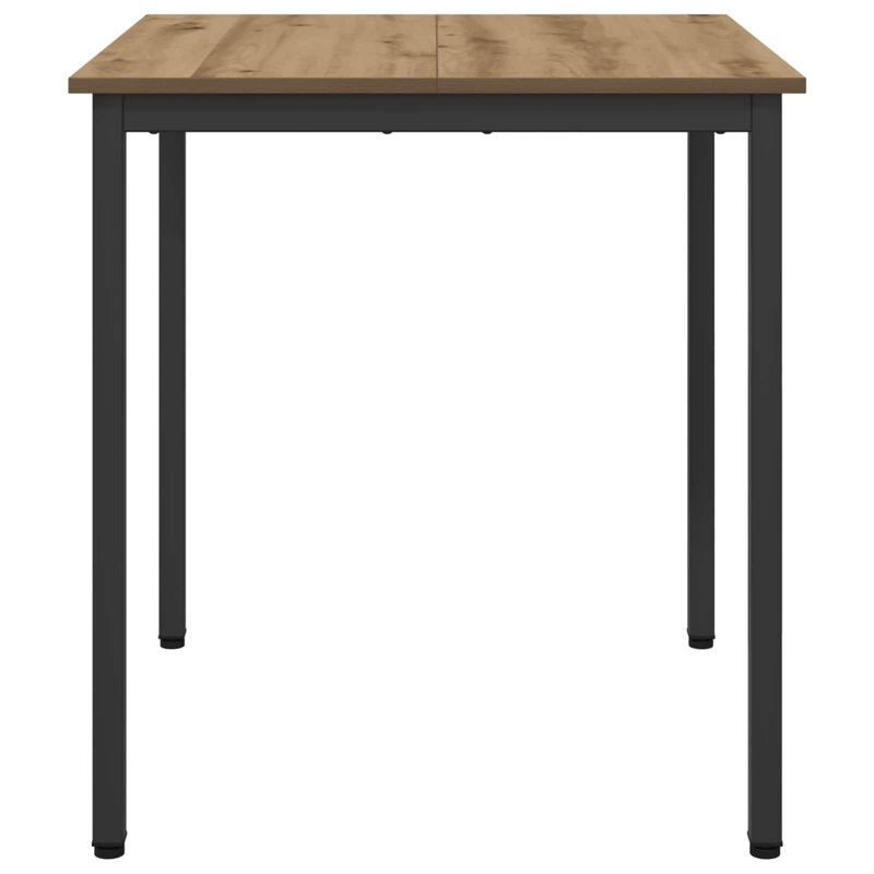 Metal Base Dining Table, 75cmH x 70cmL x 70cmW, Light Brown