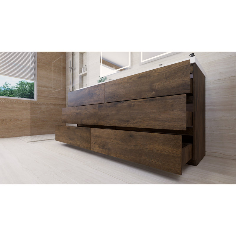 Ensemble de meuble-lavabo double 72 po Boularderie, Bois de rose