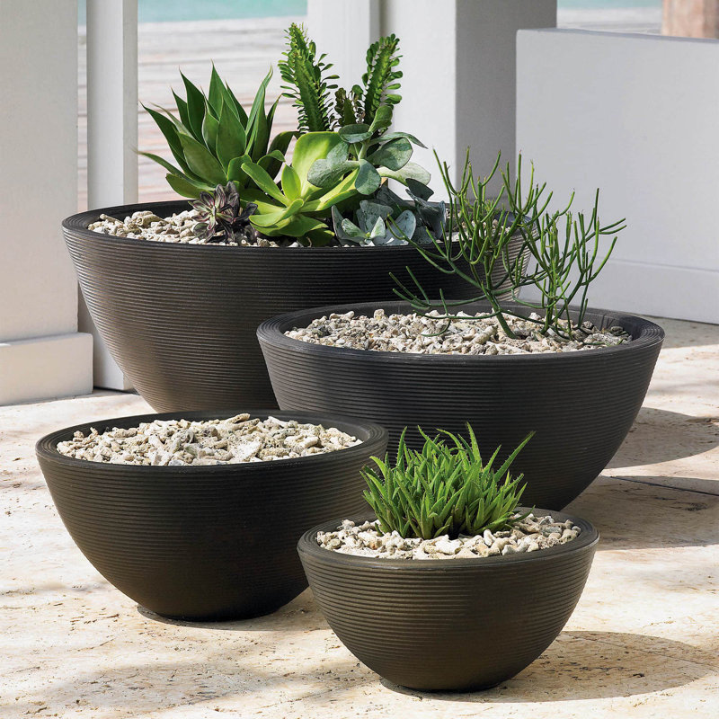 Delano Pot Planter, 13" H x 26" W x 26" D, Slate Gray