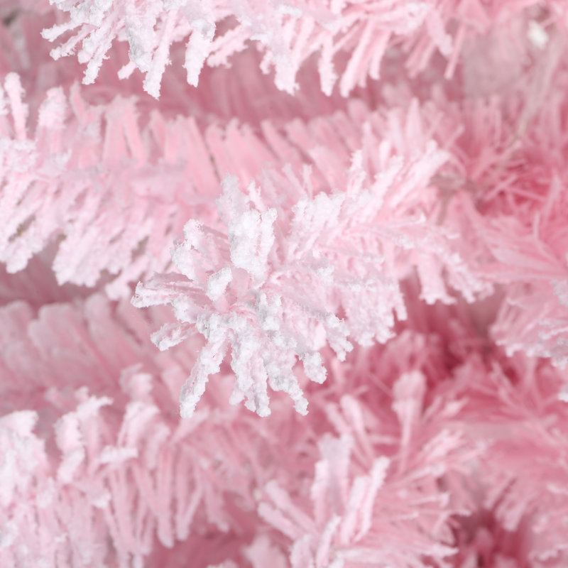 Arbre de Noël artificiel rose enneigé 4 pi avec lumières, 4'