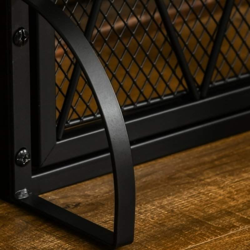 Pare-étincelles pliable à 3 panneaux 48,28 "x 31" noir avec portes doubles, pare-étincelles en acier robuste pour la combustion du bois, construction flexible à charnières et écran de rangement rabattable, 31 ",