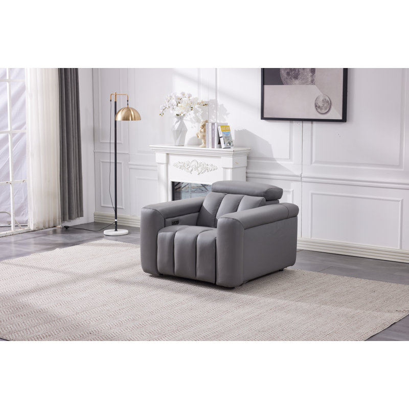 Dallas Leather Power Recliner chair, Grey