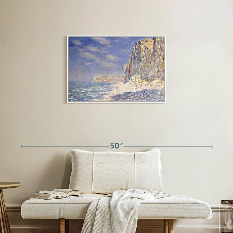 Falaises près de Fecamp, 31 po x 21 po, Cadre flottant blanc