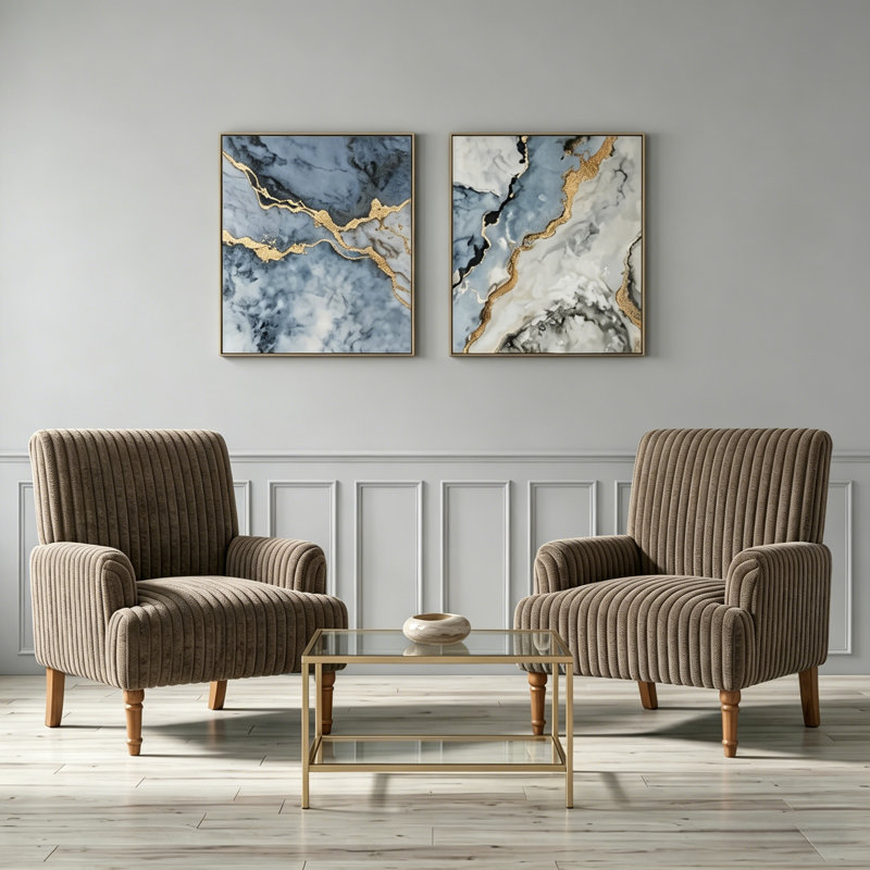Fauteuil d'appoint rembourré en velours côtelé Corduroy, Brun