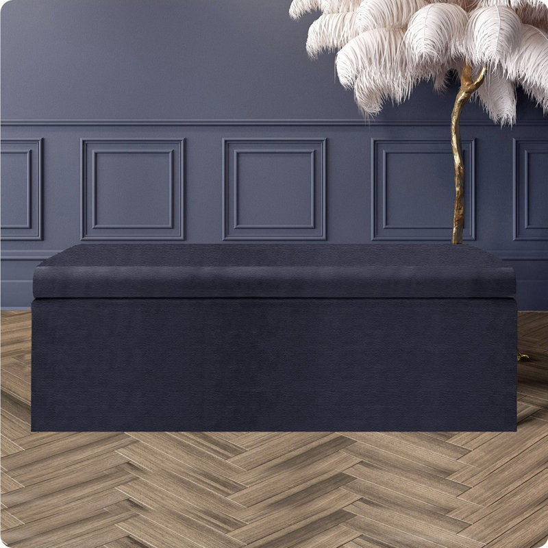 Safar Large Ottoman Storage Box with Plain Lid - Naples Upholstered Blanket Box - Multi- Functional Storage Box