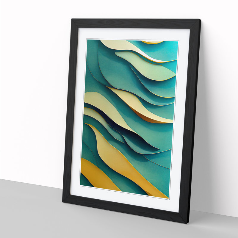 Cassady Ocean Abstract Layers - Single Picture Frame Print, Black, 64cm H x 46cm W x 2cm D