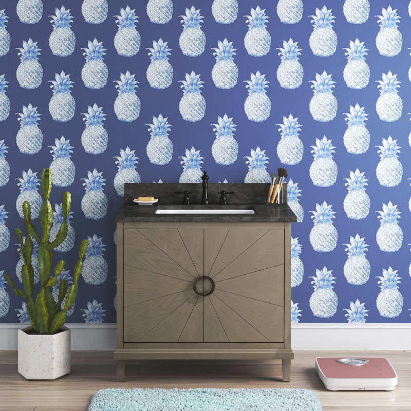 Calhoon 37'' Single Bathroom Vanity with Top, Blue Limestone