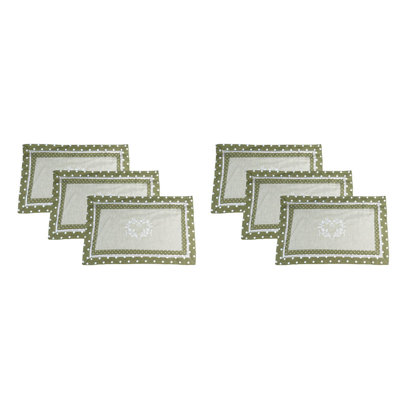 Ensemble de napperons de cuisine brodés 6 pièces Lonie, Taupe