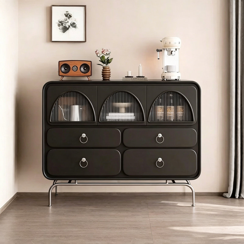 Commode d'appoint courbée en acier inoxydable, Black