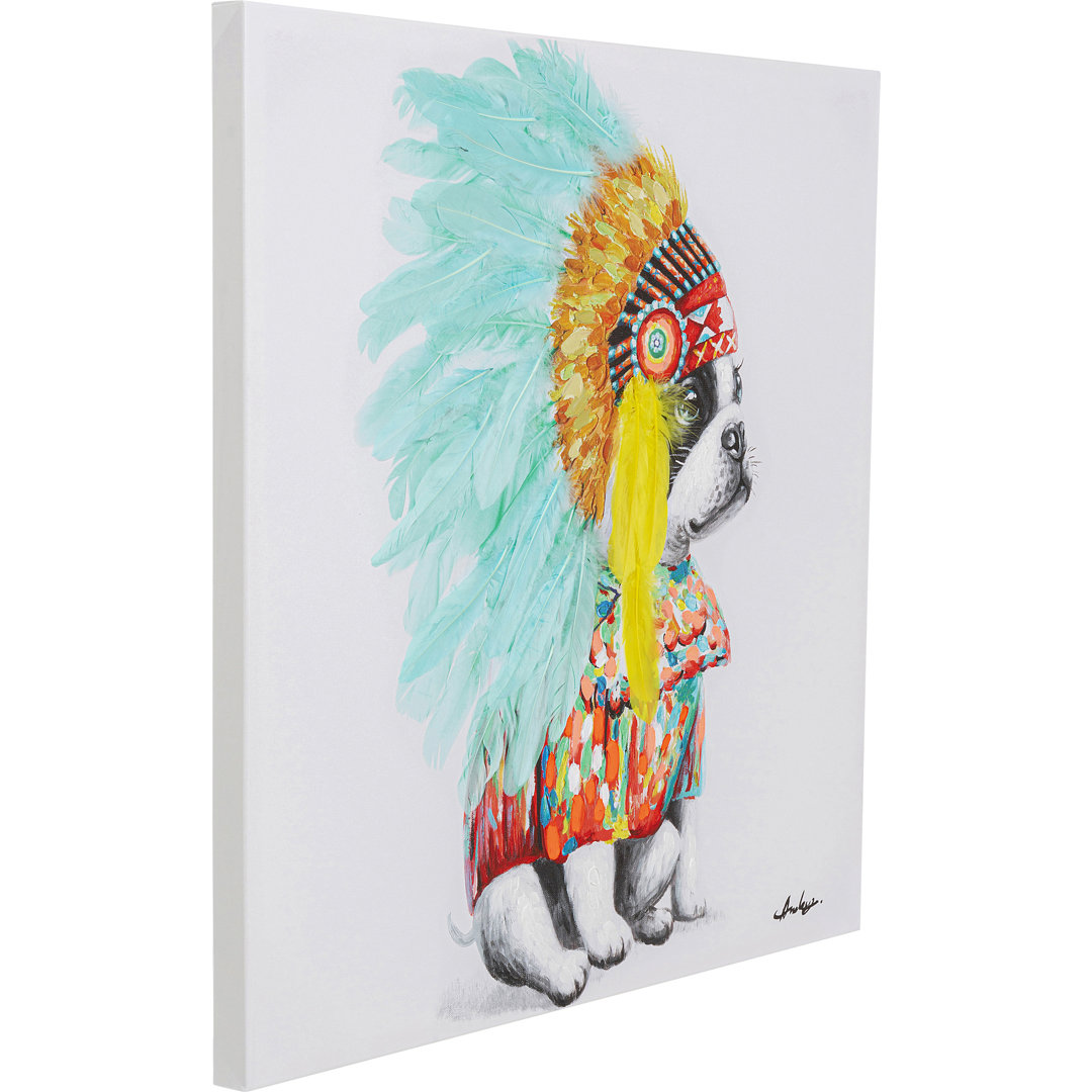 Leinwandbild Headdress Dog 80x80 cm