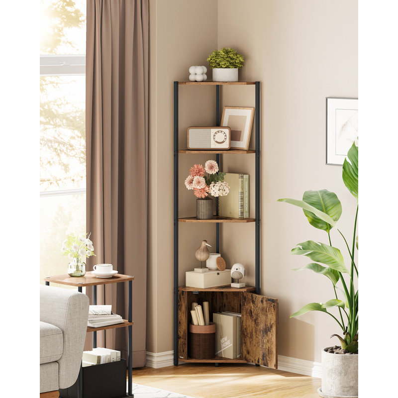 Corner Shelf With Storage, Corner Storage Cabinet, Brown