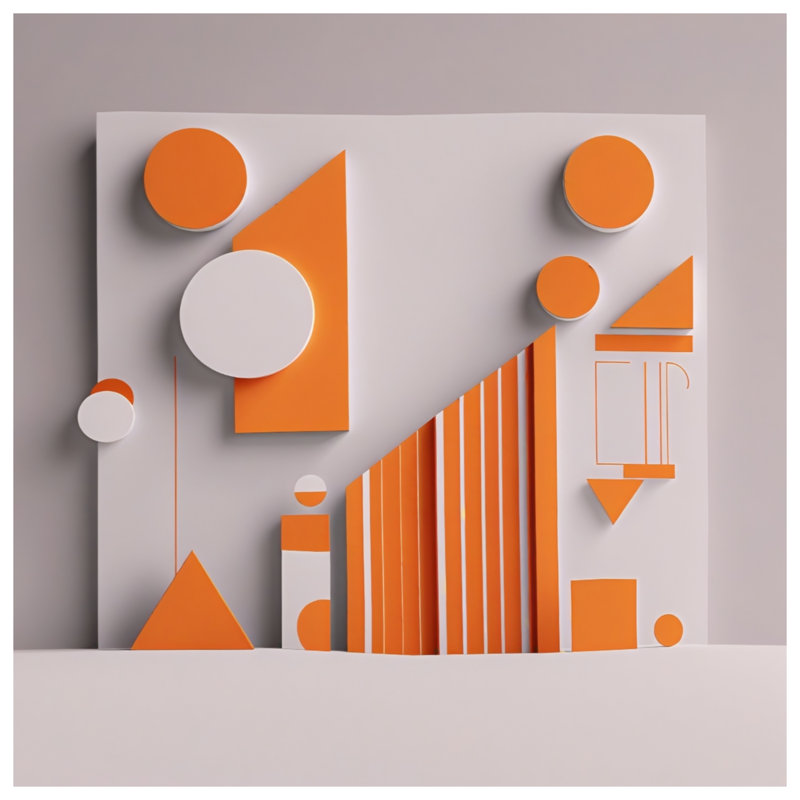 Orange White Shapes Canvas Gallery Wrap in Many Sizes, 20 x 24 inches