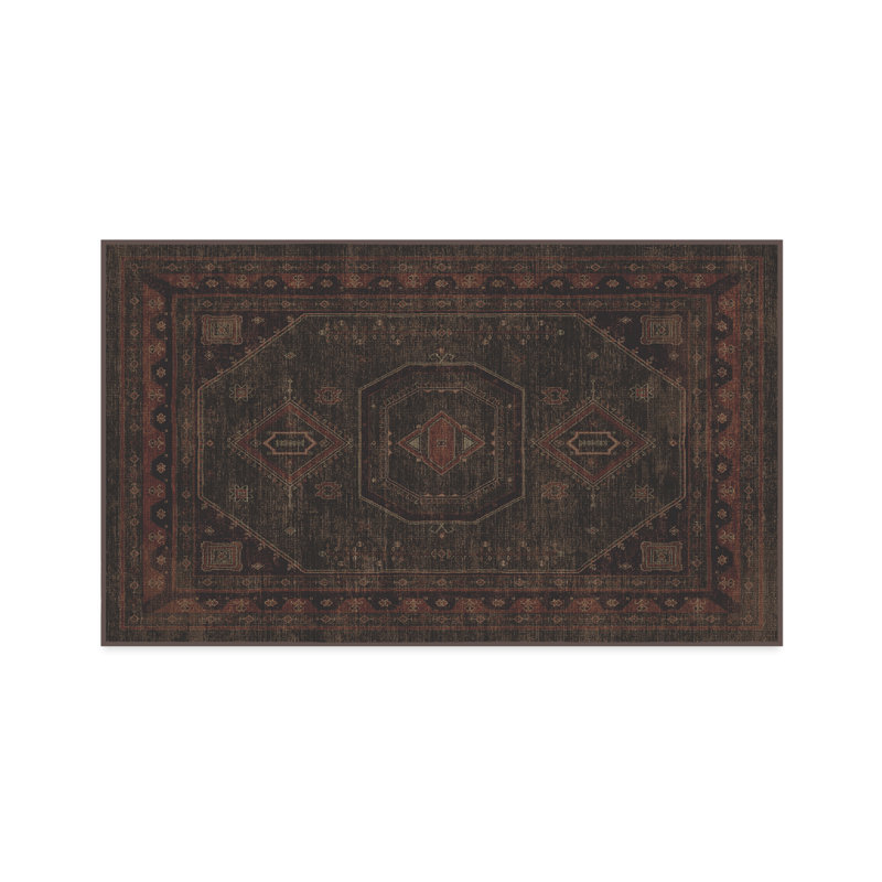 Système de tapis et de coussins lavables 2 pièces Shira Bordeaux, Rectangulaire 3 pi x 5 pi