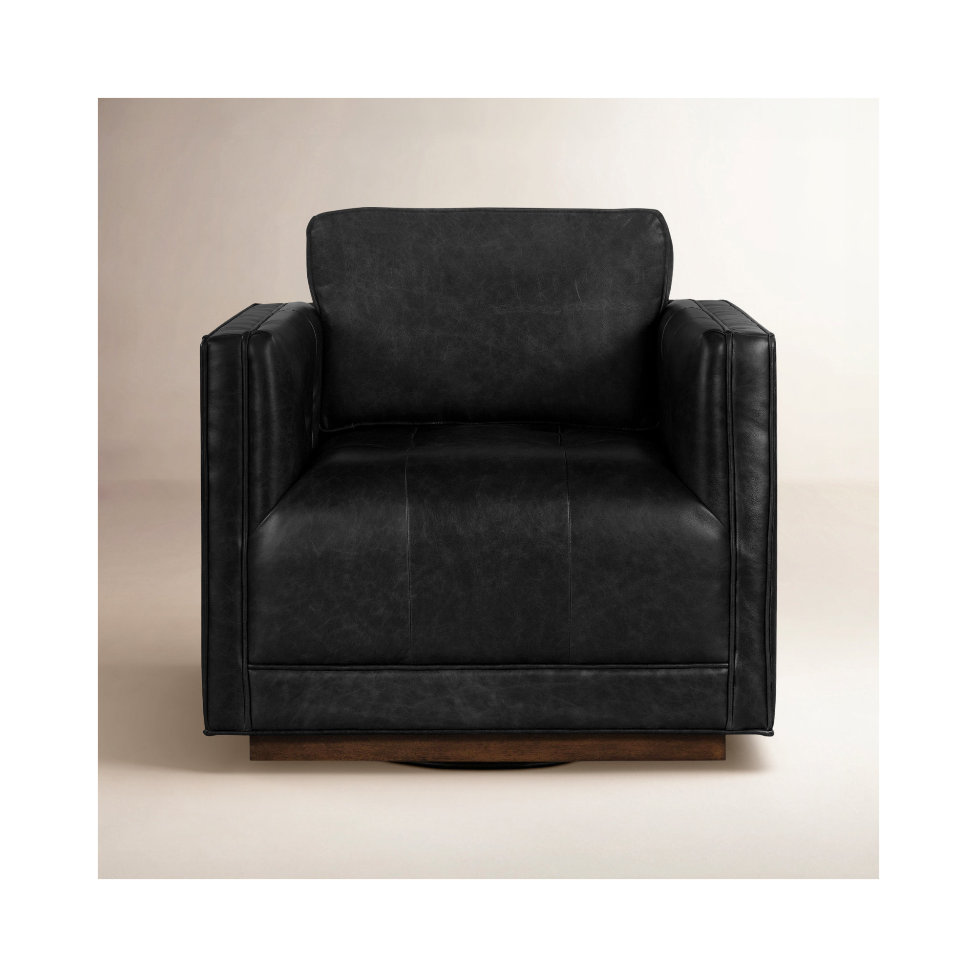 Calabrese Upholstered Swivel Accent Chair, Sonoma Black Genuine Leather