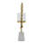 Gigi Candle Holder, Marble Base, Gold Leaf Wreath Ring, White Glass 20 Inch